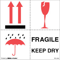 IPL-2423 6 x 6 Fragile Keep Dry Label 500/Roll