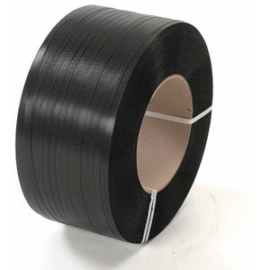 PE2600-3 1/2 x .020 x 3600' Black Polyester Strapping 600# Break Strength 16 x 3 Core 2Coil/Case