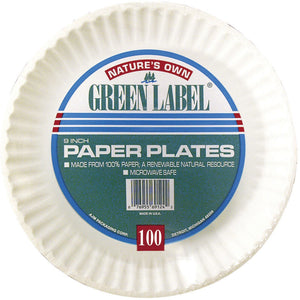 9" Lightweight White Uncoated Paper Plate 1200/Case