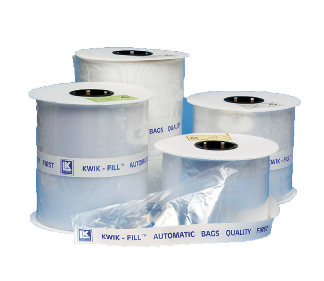 3 x 5 White Write On Front / Clear Back Kwik-Fill Automatic Bag .0019 2250/Roll