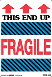 AMS-840 4 x 6 Fragile This Side Up Arrow Label 500/Roll