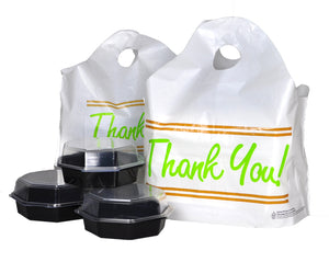 21 x 18 x 10BG "Thank You" Take Out Bag With Bell Handle High Density .0015 500/Case