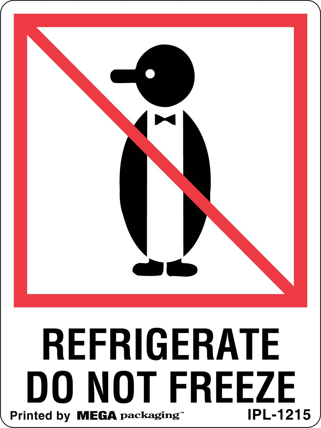 IPL-1215 3 x 4 Refrigerate Do Not Freeze Penguin Label 500/Roll