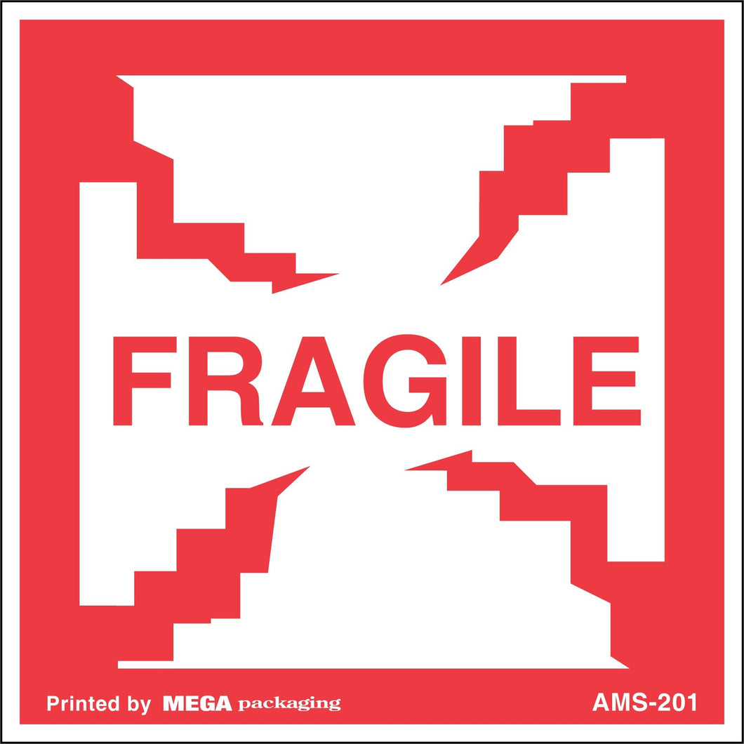 AMS-501 4 x 4 Fragile With Cracks Label 500/Roll