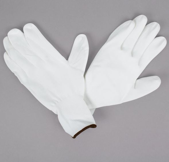 Medium White Polyurethane Coated Fingertips Gloves (Case Quantities Only 25dz/Case)  White Nylon Liner